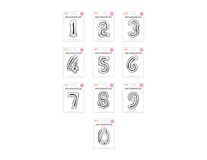Number Balloon Silver 34"