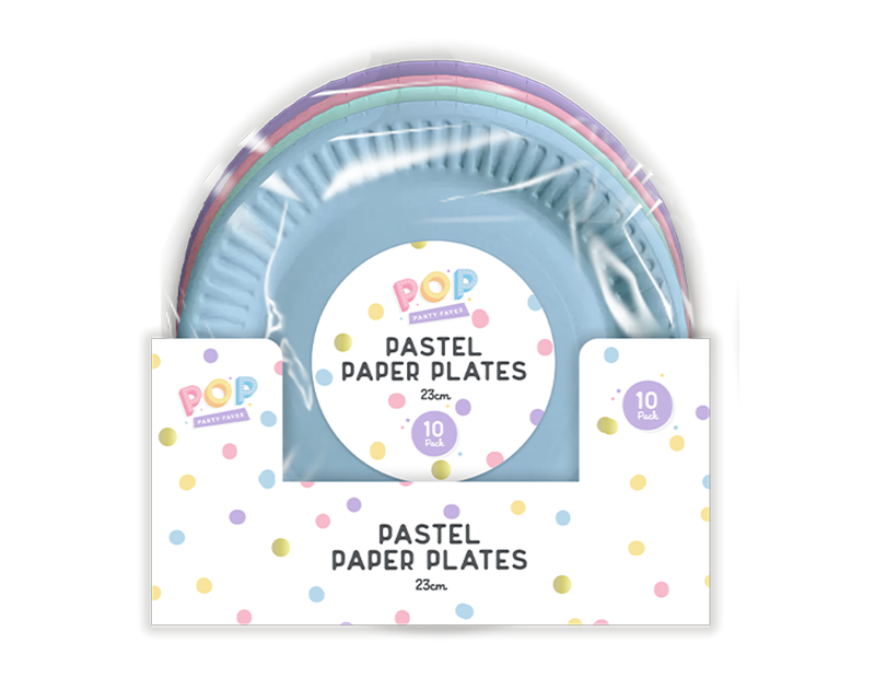 Pastel Round Paper Plates 23cm 10pk