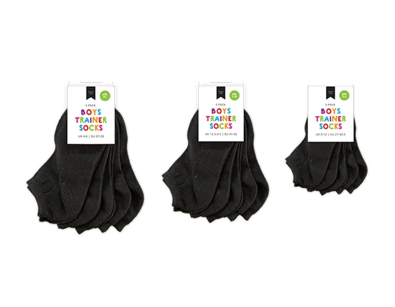 Boys Plain Trainer Socks 5pk