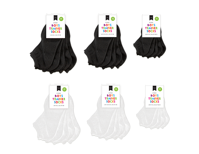 Boys Plain Trainer Socks 5pk
