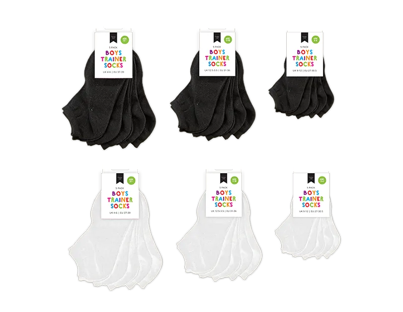Boys Plain Trainer Socks 5pk