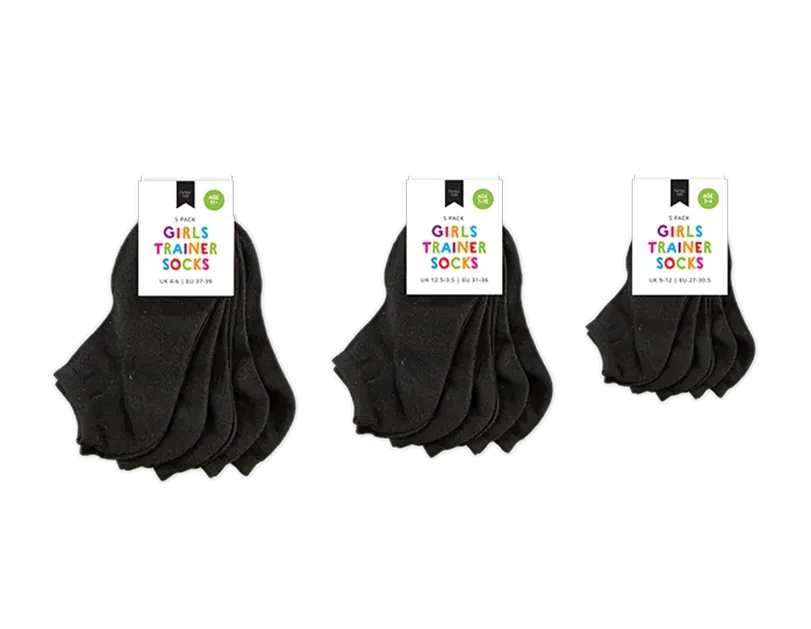 Girls Plain Trainer Socks 5pk