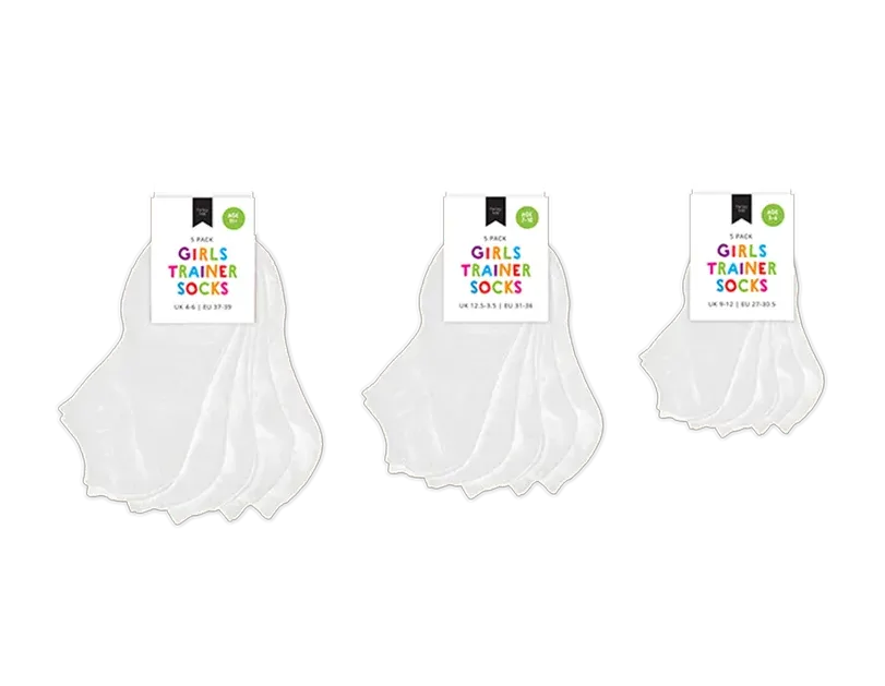 Girls Plain Trainer Socks 5pk