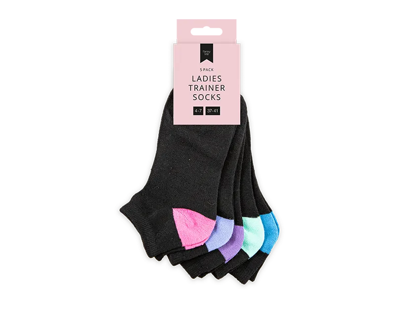 Ladies Black Trainer Socks 5pk