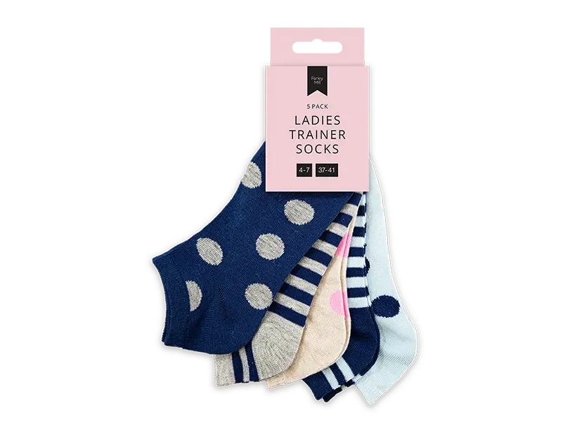 Ladies Printed Trainer Socks 5pk