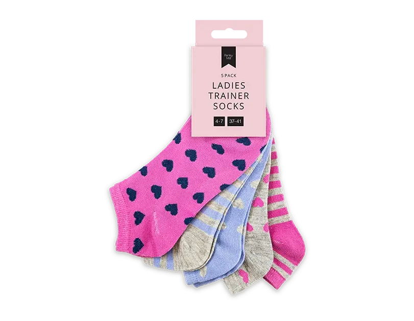 Ladies Printed Trainer Socks 5pk