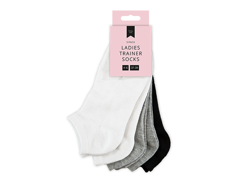 Ladies Plain Trainer Socks 5pk
