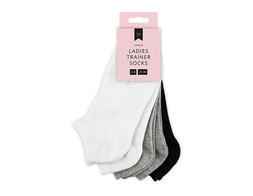 Ladies Plain Trainer Socks 5pk