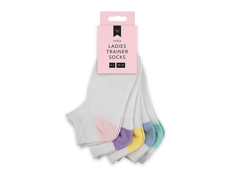 Ladies White Trainer Socks 5pk