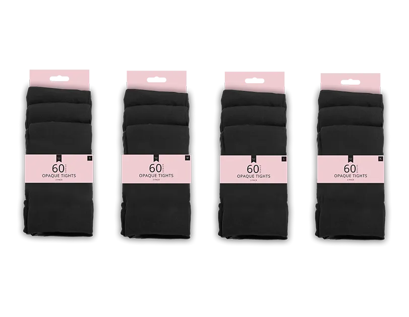 Ladies 60 Denier Black Opaque Tights 3pk