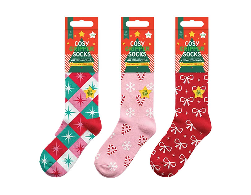 Girls Novelty Cosy Socks with Grippers