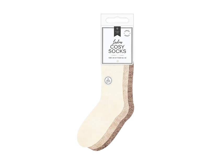 Ladies Cosy Socks 3pk