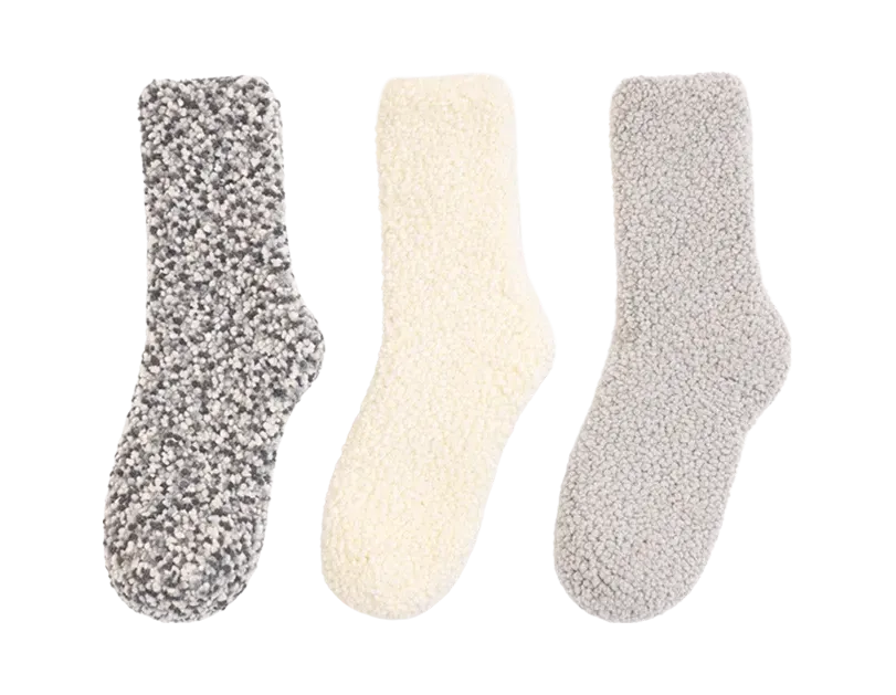 Ladies Popcorn Cosy Socks 3pk