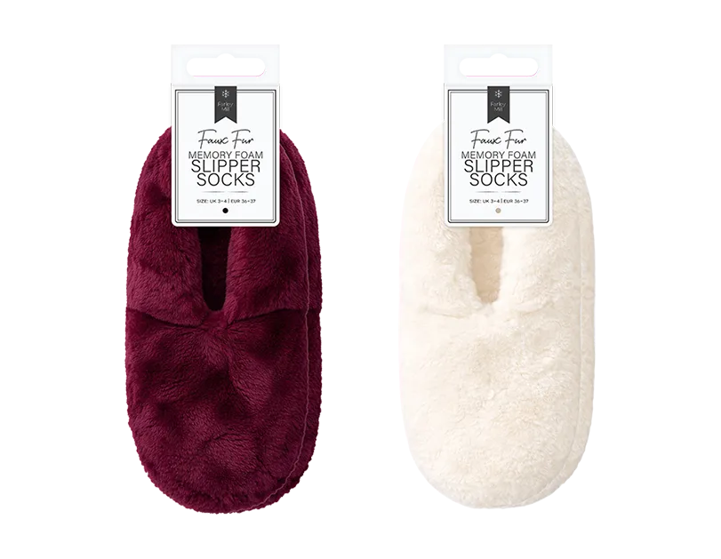 Ladies Fur Memory Foam Slipper Socks