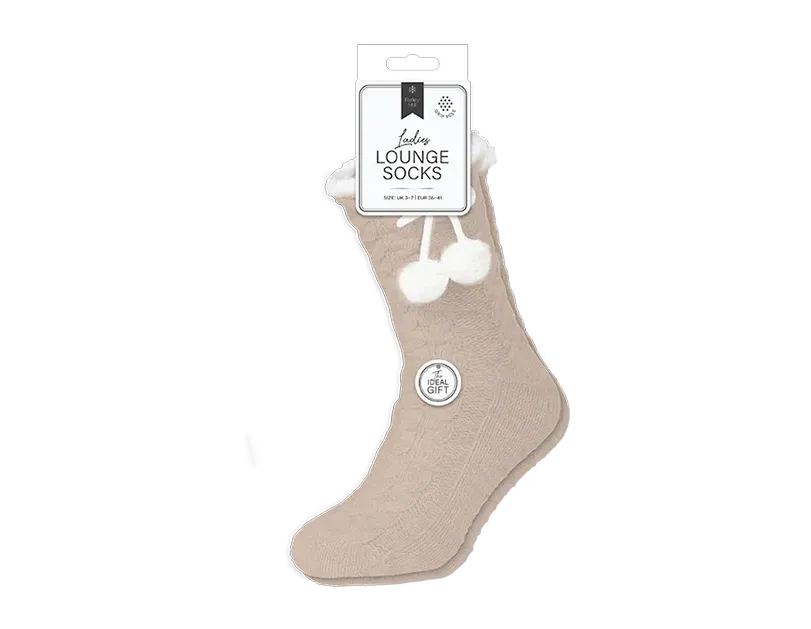 Chenille Cable Lounge Socks with Grippers