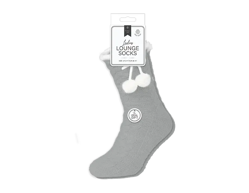 Chenille Cable Lounge Socks with Grippers