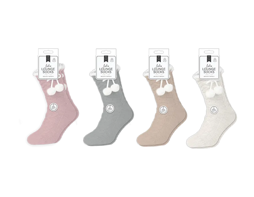 Chenille Cable Lounge Socks with Grippers