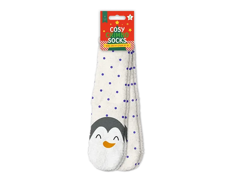 Cosy Printed Socks with Grippers 2pk