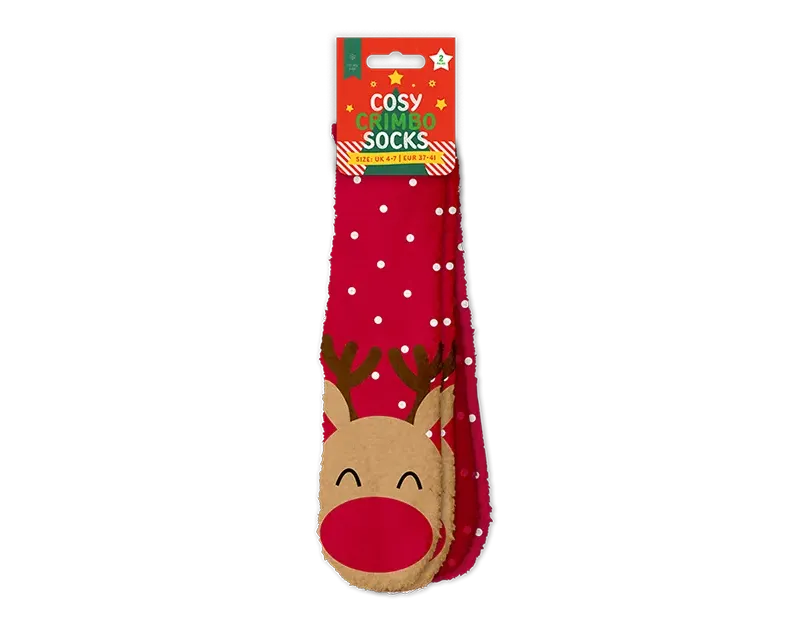 Cosy Printed Socks with Grippers 2pk