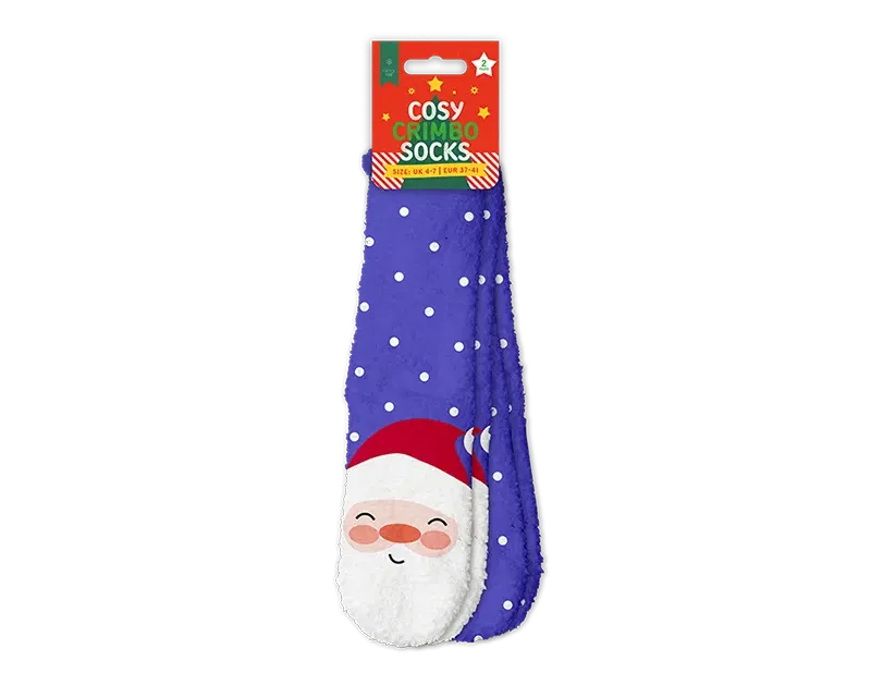 Cosy Printed Socks with Grippers 2pk
