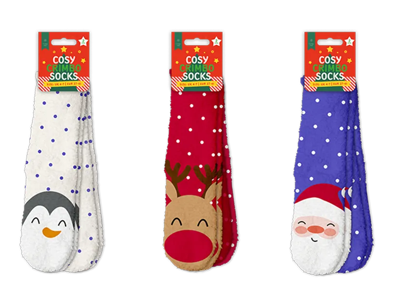 Cosy Printed Socks with Grippers 2pk