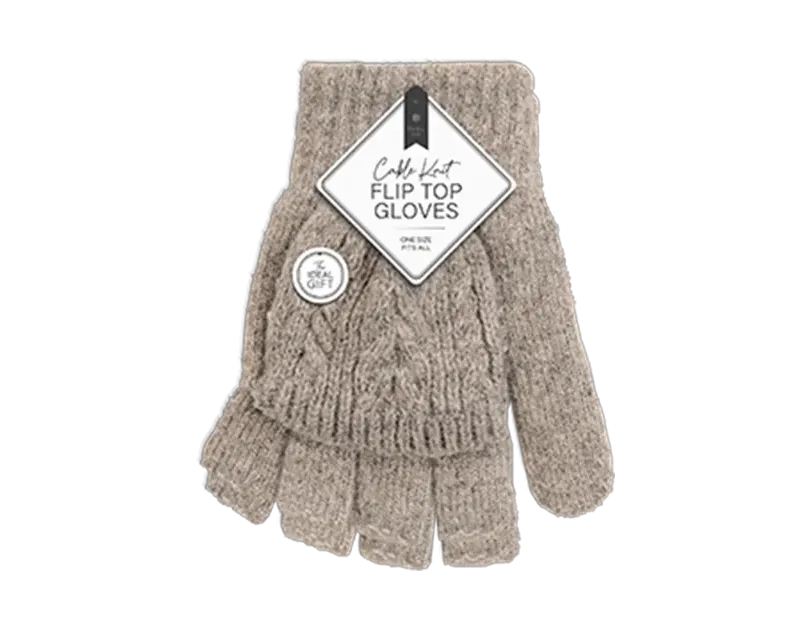 Ladies Cable Knit Flip Top Gloves