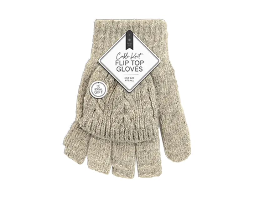 Ladies Cable Knit Flip Top Gloves