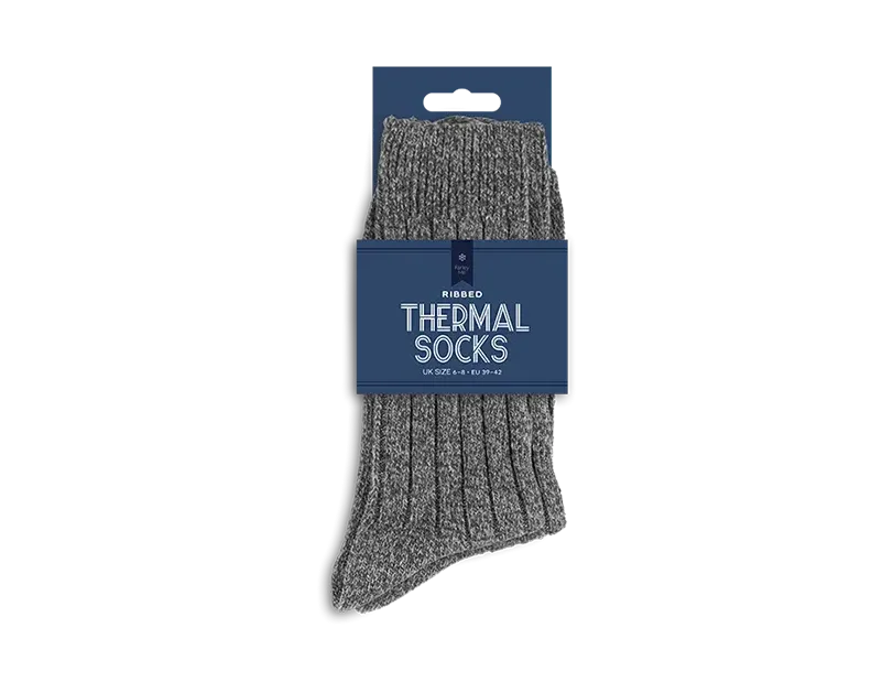 Men's Plain Ribbed Thermal Socks 2pk