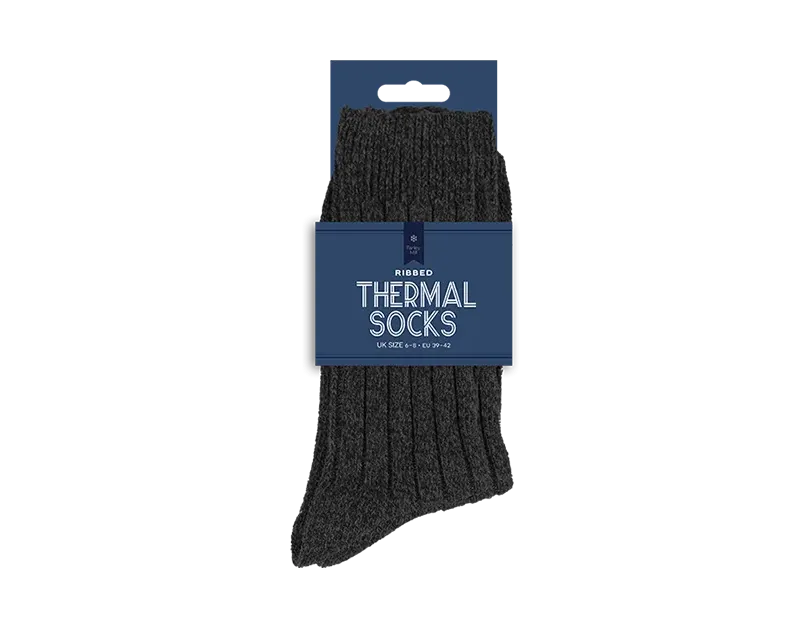 Men's Plain Ribbed Thermal Socks 2pk
