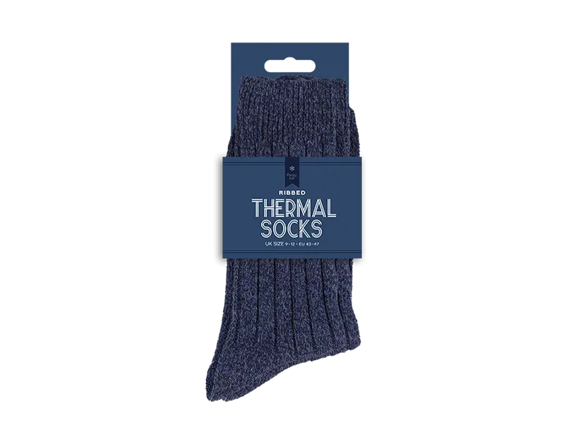 Men's Plain Ribbed Thermal Socks 2pk