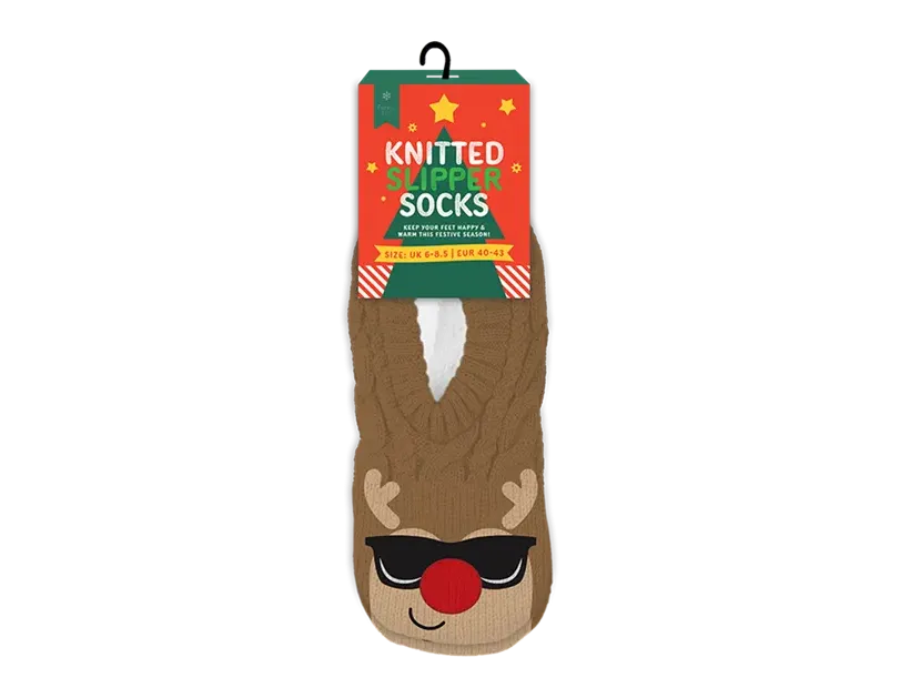 Men's Xmas Novelty Knit Slipper Socks