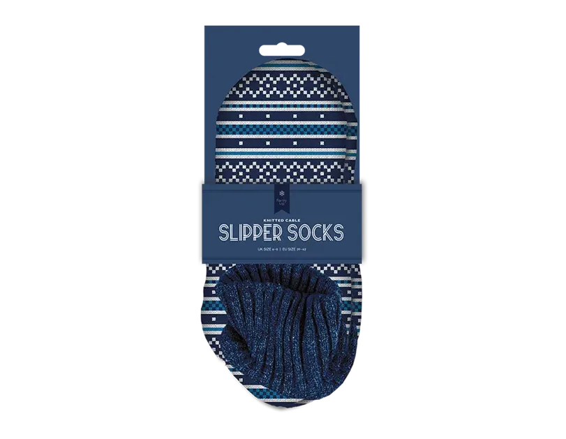Men's Pattern Knit Cable Slipper Socks