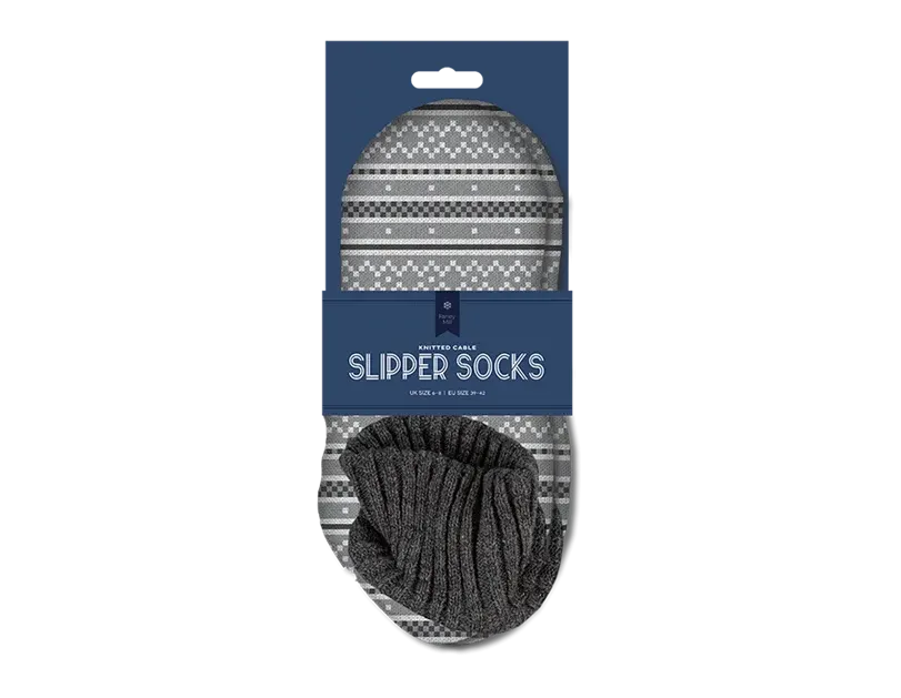 Men's Pattern Knit Cable Slipper Socks