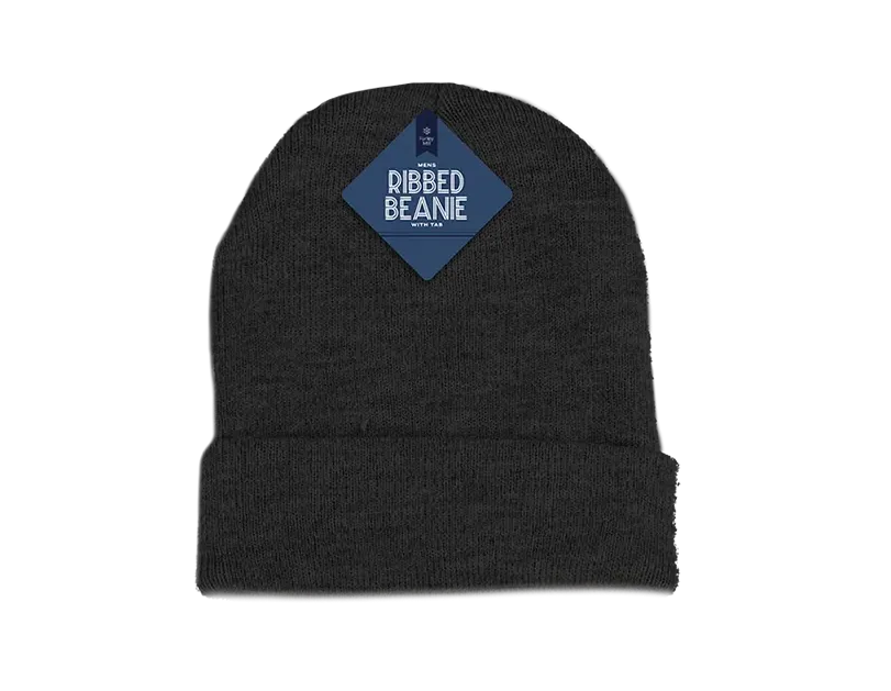 Men's Ribbed Beanie with Tab