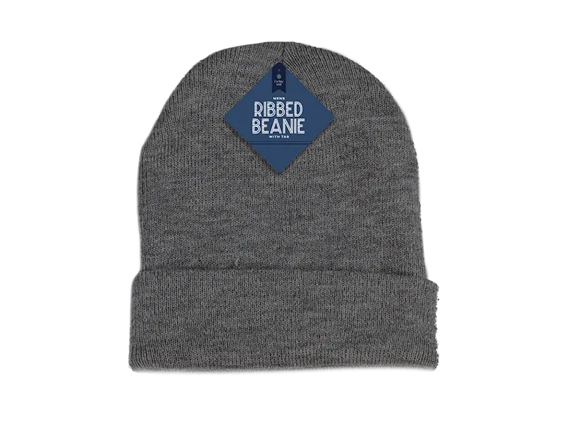 Men's Ribbed Beanie with Tab