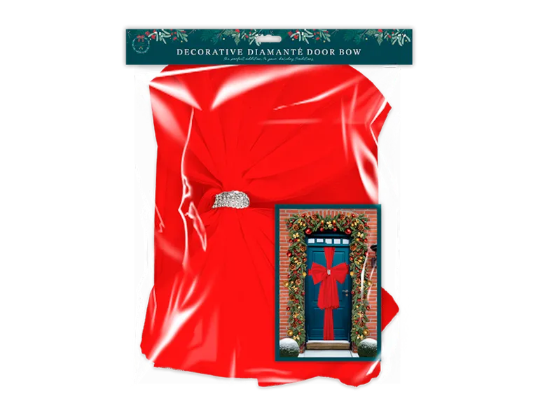 Red Diamante Buckle Door Bow