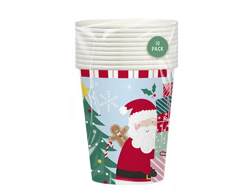 Xmas Kids Paper Cups 270ml 10pk