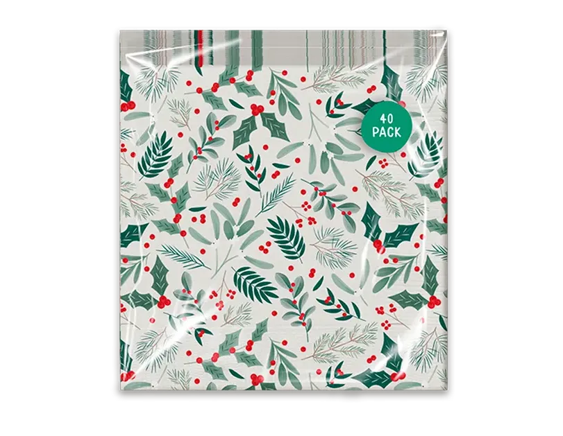 Christmas Printed 3 Ply Napkins 40pk