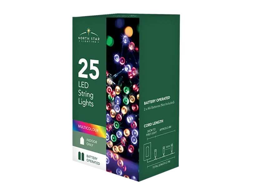 25 Battery Operated Multicolour String Lights 2.7M