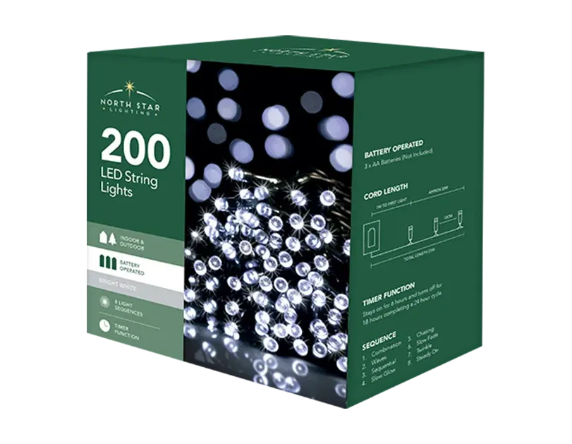 200 Battery Operated Bright White String Lights 20.9M