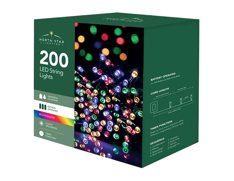 200 Battery Operated Multicolour String Lights 20.9M
