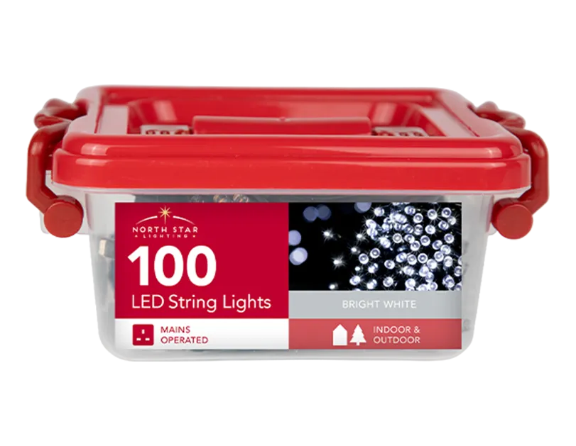 100 Mains Bright White String Lights with Storage