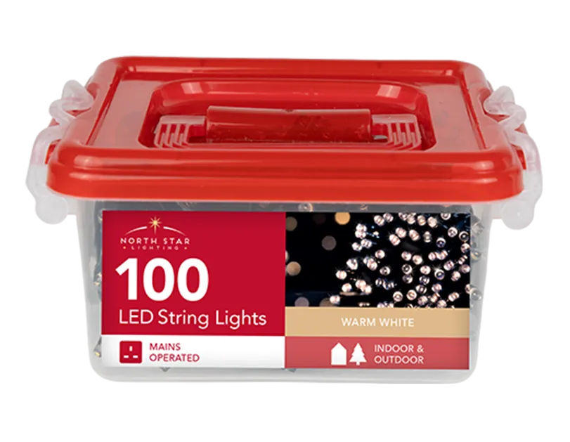100 Mains Warm White String Lights with Storage