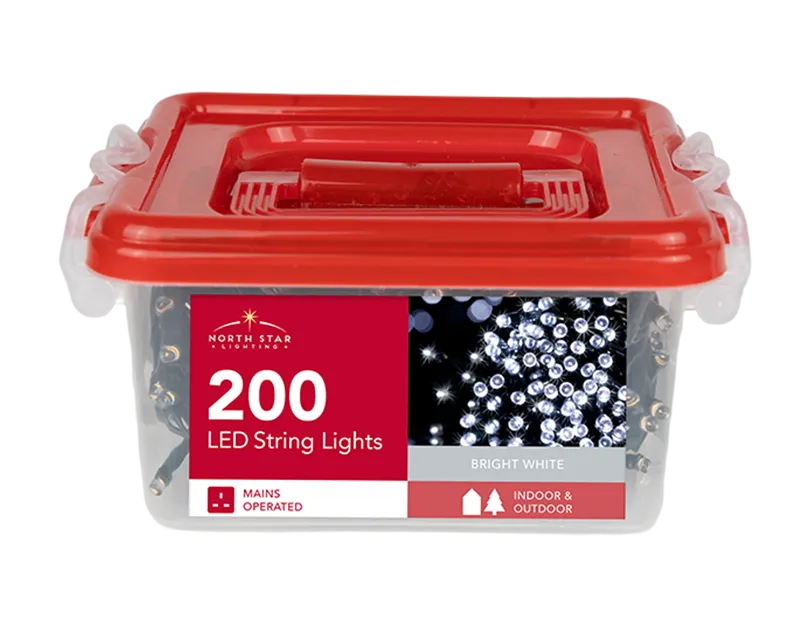 200 Mains Bright White String Lights with Storage