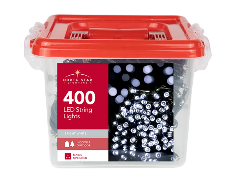 400 Mains Bright White String Lights with Storage