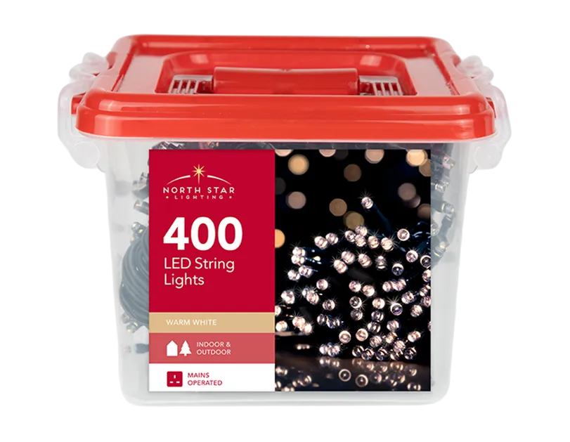 400 Mains Warm White String Lights with Storage