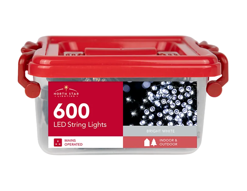 600 Mains Bright White String Lights with Storage