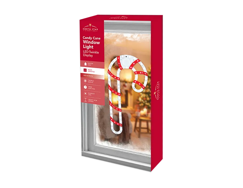 LED Mains Twinkle Candy Cane Light 34cm