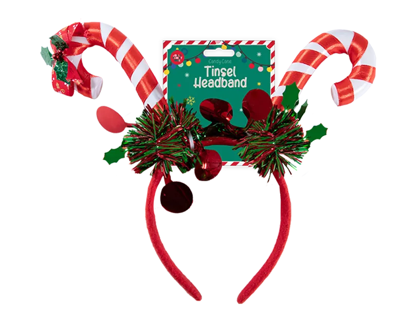 Candy Cane Tinsel Headband
