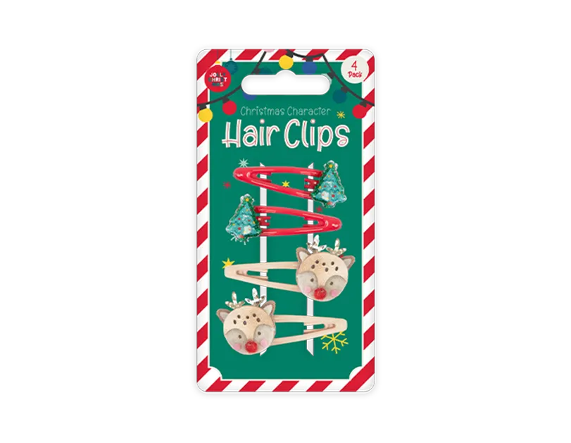 Christmas Character Hair Clips 4pk